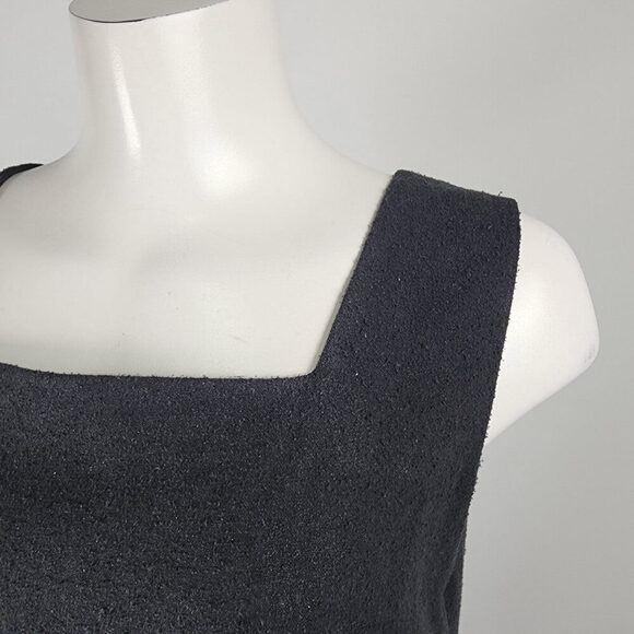 Vintage Black Raw Silk Midi Sheath Dress Size M/L - Picture 3 of 7